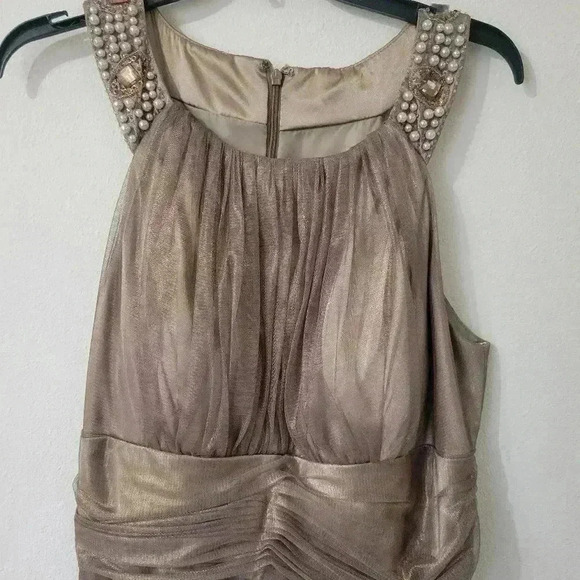 DAVIDS BRIDAL gold tan dress Size 12 tull dress - Picture 2 of 7